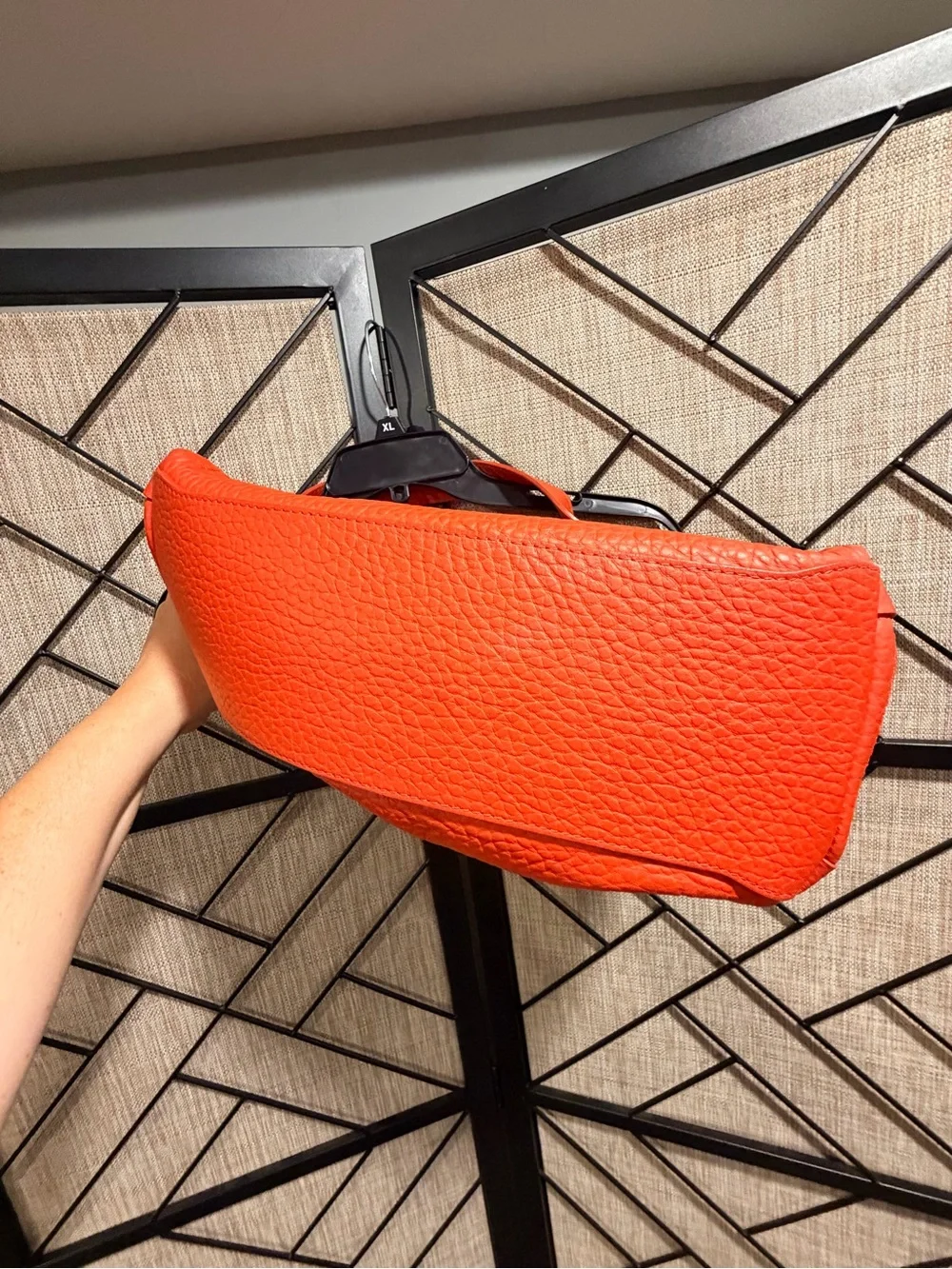 Furla Vibrant Blood Orange Pebbled Leather Hobo Bag - *LIKE NEW*